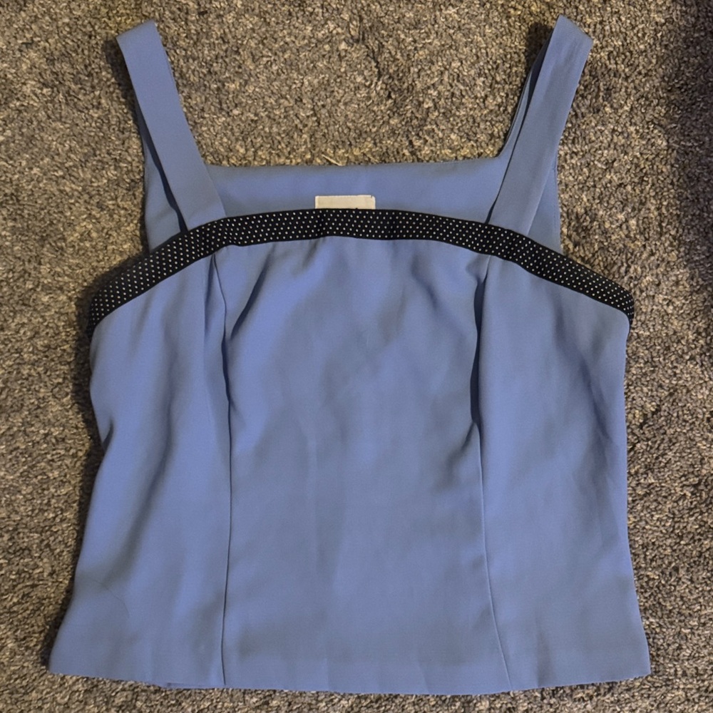 Vintage Perceptions Polka Dot Trim Tank Top